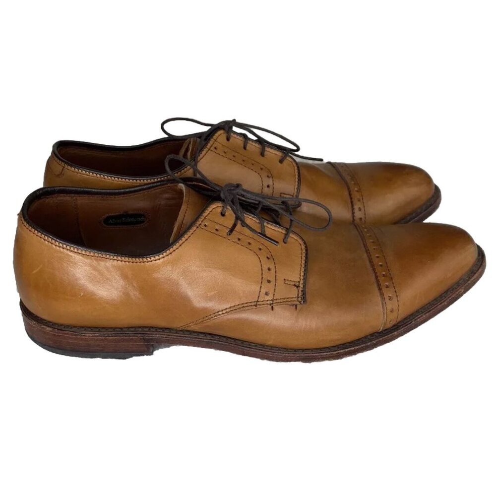 Allen Edmonds Men’s Oxford Dress Shoes Clifton Tan Brown Lace Up Leather Sz 9.5